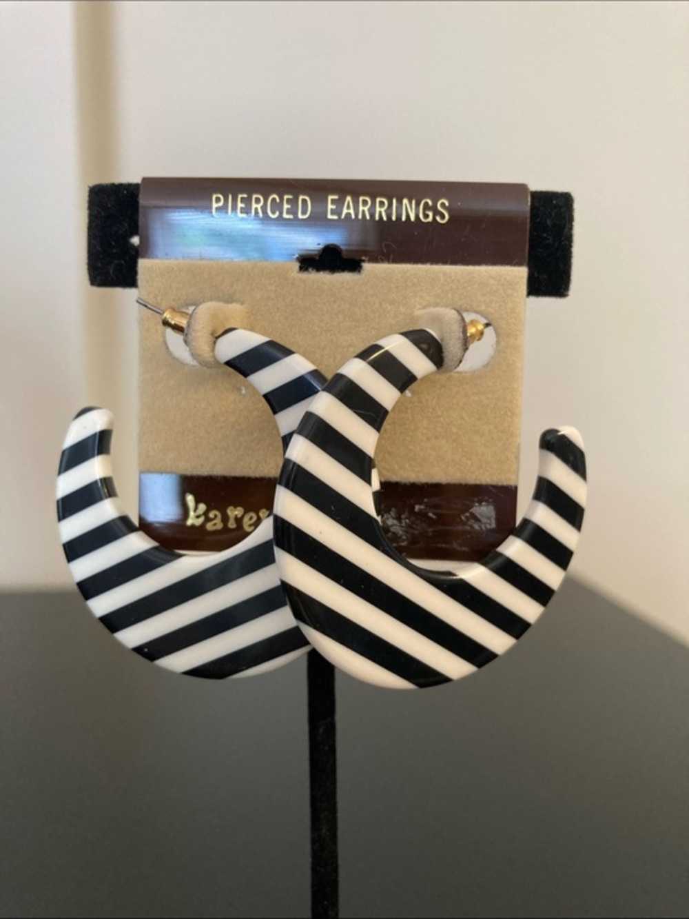 Black & White Striped Hoop Earrings